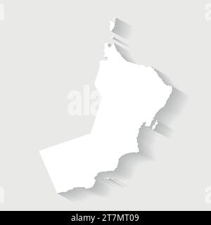 Simple white Oman map on gray background, vector, illustration, eps 10 file Stock Vector