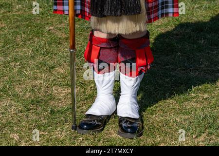 Detail of the uniform of a drum major in full regalia at the Scots on the Rocks Scottish Festival in Moab, Utah. Stock Photo