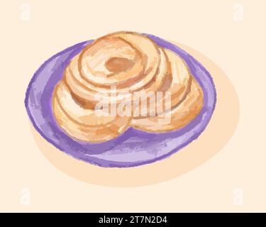 Vector isolated illustration of sweet pastry. Baked goods. Homemade baking. Stock Vector