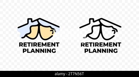Retirement planning, elderly couple and roof, graphic design. Pension, nursing home and home for the elderly, vector design and illustration Stock Vector