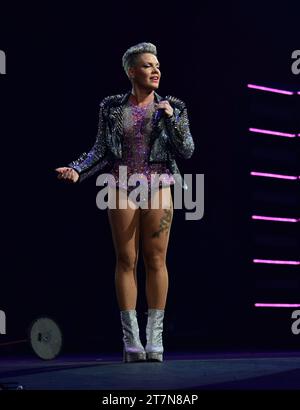 SUNRISE, FLORIDA - NOVEMBER 15: Pink performs live on stage during her Trust Fall tour at Amerant Bank Arena on November 15, 2023 in Sunrise, Florida. Copyright: xmpi10x Credit: Imago/Alamy Live News Stock Photo