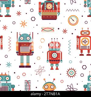Retro Tin Toys and Vintage Robots Pattern Stock Vector Image & Art - Alamy