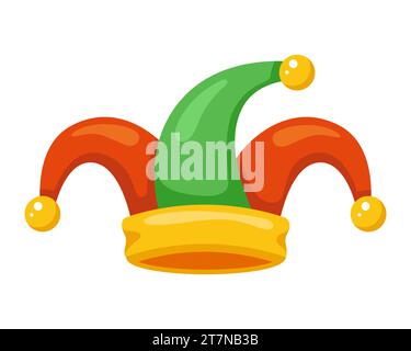 jester hat with bells. flat vector illustration Stock Vector