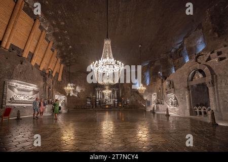 Wieliczka , Poland - July 19, 2023: Large St. Kinga's Chapel in Wieliczka Salt mine near Cracow in Poland Stock Photo