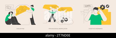 Mental abuse abstract concept vector illustrations. Stock Vector