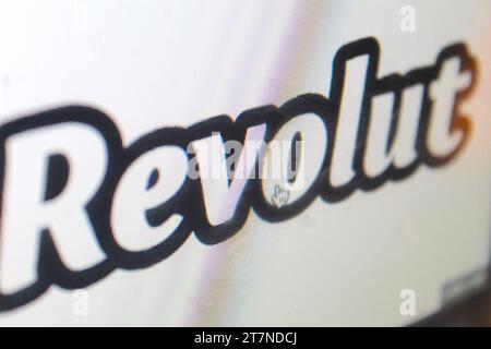 A photo of the Revolut financial logo on a computer screen. Stock Photo