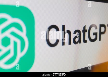 A photo of the green ChatGPT Logo, Artificial Intelligence Technology. Stock Photo