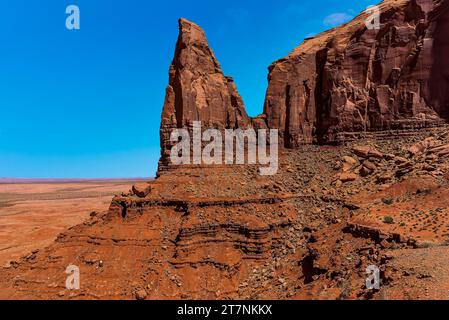 A view towards Spearhead Mesa in Monument Valley tribal park in springtime Stock Photo