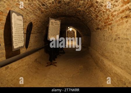 TERNOPIL, UKRAINE - AUGUST 23, 2023 The museum of tortures on territory of Zbarazh ancient castle Stock Photo