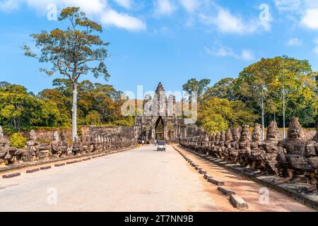 Landscape with entrance gate to Angkor Thom , Siem Reap,  Cambodia. Stock Photo