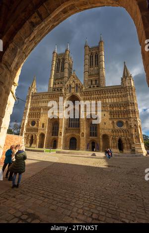 Lincoln Cathedral through the Exchequer Gate, Lincoln Stock Photo