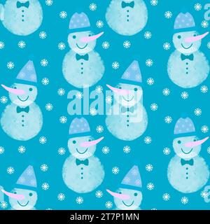 Cartoon winter ice seamless snowman pattern for wrapping paper and ...