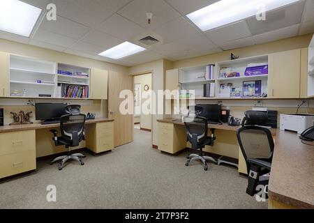 The workroom for nurses and doctors in a modern medical center. Stock Photo