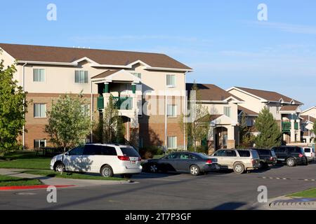Rexburg, Idaho, USA Oct. 22, 2015 A view of new luniversity family housing apartments available for lease. Stock Photo