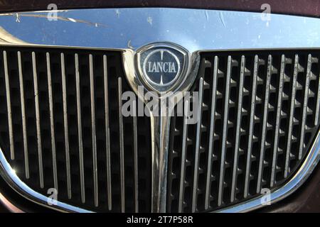 Front of a Lancia vehicle, with the logo/ symbol on it. Stock Photo