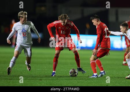 Newport, UK. 16th Nov, 2023. Charlie Savage of Wales (16) in action. Wales U21 v Iceland U21, UEFA Euro U21 championship qualifying, group I match at Rodney Parade in Newport, South Wales on Thursday 16th November 2023. Editorial use only. pic by Andrew Orchard/Andrew Orchard sports photography/Alamy Live News Credit: Andrew Orchard sports photography/Alamy Live News Stock Photo