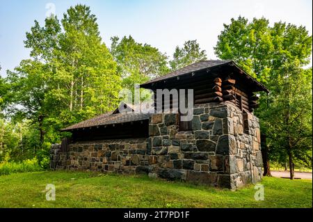 Historic Civilian Conservation Corps Restroom in Jay Cook State Park in Minnesota Stock Photo