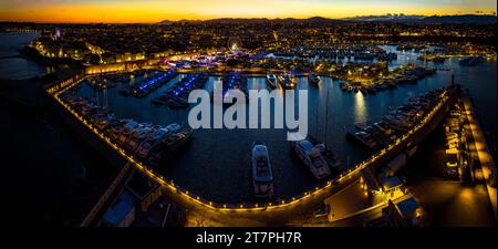 Sunset view of Antibes, a resort town between Cannes and Nice on the French Riviera, France Stock Photo