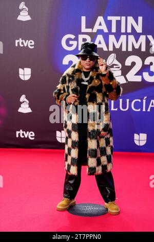 November 16, 2023, Seville, Andalucia, Spain: Maldy attends the red carpet during the 24th Annual Latin GRAMMY Awards at FIBES on November 16, 2023 in Seville, Spain (Credit Image: © Jack Abuin/ZUMA Press Wire) EDITORIAL USAGE ONLY! Not for Commercial USAGE! Stock Photo