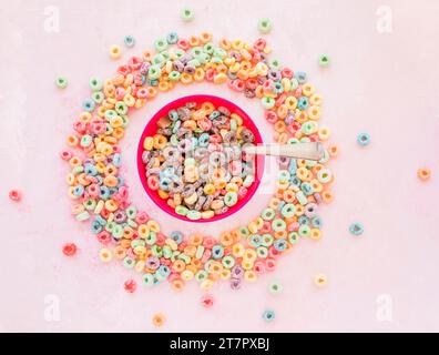 Bowl cereals round frame from corn flakes Stock Photo