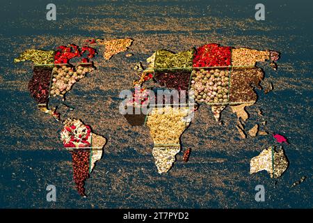 Roughly outlined world map with white background Stock Photo