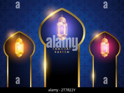 Vector illustration of beautiful colorful lantern for Ramadan Kareem theme Stock Vector