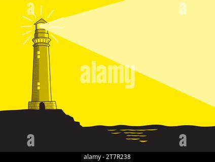 Line art vector illustration of a lighthouse Stock Vector