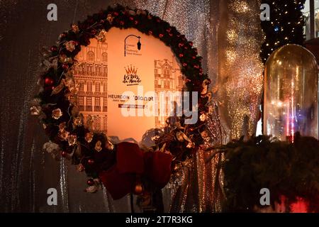 Paris, France. 16th Nov, 2023. This photograph shows the podium of the Committee of Faubourg Saint Honore's presentation of the Christmas illuminations in Paris, France on November 16, 2023. Photo by Firas Abdullah/ABACAPRESS.COM Credit: Abaca Press/Alamy Live News Stock Photo