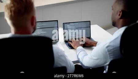 Agile Pair Programming And Extreme Coding. Business Software Stock Photo