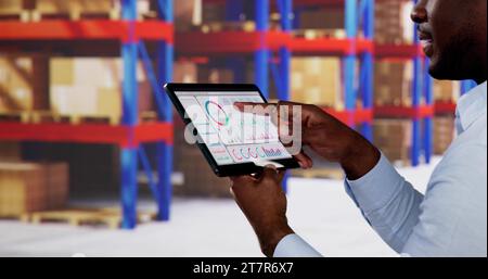Digital Retail Technology And Warehouse Inventory. AI Logistics Stock Photo