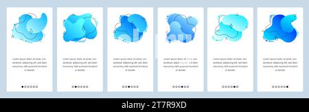 Website and mobile app onboarding screens. Menu banner vector template for web site and application development with trendy blue gradient abstract dyn Stock Vector