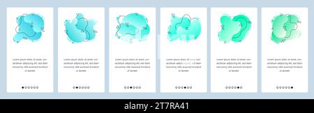 Website and mobile app onboarding screens. Menu banner vector template for web site and application development with trendy blue gradient abstract dyn Stock Vector