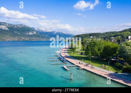 Aerial view of Annecy lake waterfront in France Stock Photo