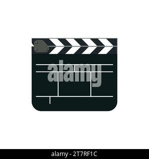 Film clapperboard isolated on white background, front view vector illustration. Stock Vector