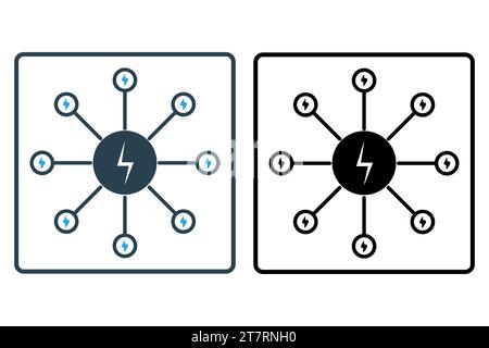smart grid icon. Grid with interconnected energy sources. icon related to industry, technology. solid icon style. simple vector design editable Stock Vector