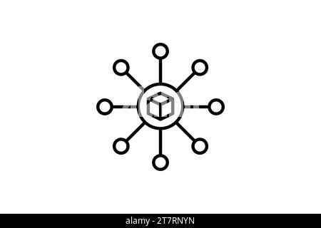 blockchain technology icon. line icon style. simple vector design editable Stock Vector
