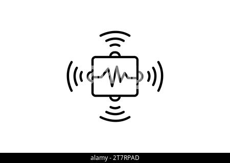 advanced sensors icon. sensor with data waves. icon related to technology. line icon style. simple vector design editable Stock Vector