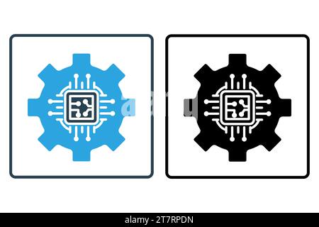 Human centric design icon. human with gears. human welfare, safety, and industrial environments. icon related to industry, technology. solid icon styl Stock Vector