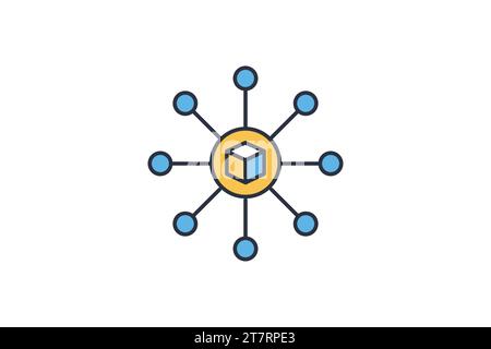 blockchain technology icon. line icon style. simple vector design editable Stock Vector