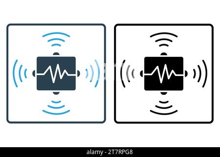 advanced sensors icon. sensor with data waves. icon related to technology. solid icon style. simple vector design editable Stock Vector