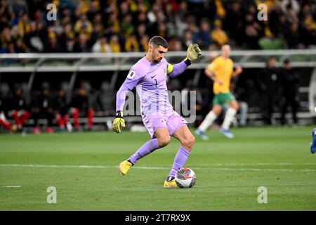 MELBOURNE, AUSTRALIA 16th November 2023. Pictured: Australian midfielder Keanu Baccus(17)at the FIFA World Cup 2026 AFC Asian Qualifiers R1 Australia Stock Photo