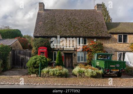 The Old Post Office, now a private residence, in the pretty village of Weston Underwood, Buckinghamshire, UK Stock Photo