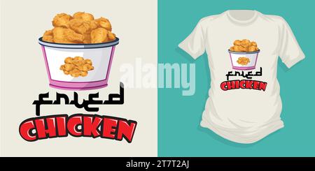 Graphic t-shirt with fried chicken Stock Vector