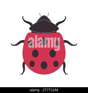 ladybug or ladybird red color and black spot dot cute little insect wild nature beautiful coccinella animal Stock Vector
