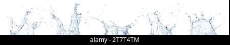 Crown shaped splashes of transparent liquid isolated on white background. Real studio shot. Stock Photo