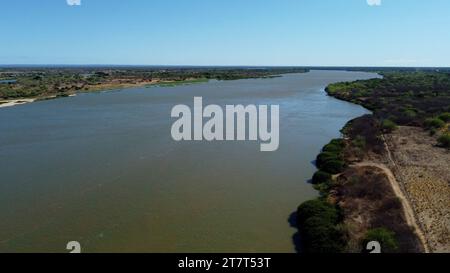 sao Francisco River in Bahia barra, bahia, brazil - october 1, 2023: aerial view of the Sao Francisco River in Bahia. BARRA BAHIA BRAZIL Copyright: xJoaxSouzax 011023JOA4312911 Credit: Imago/Alamy Live News Stock Photo