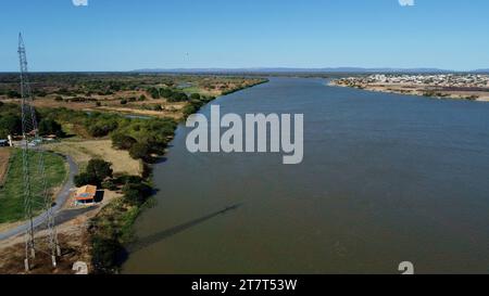 sao Francisco River in Bahia barra, bahia, brazil - october 1, 2023: aerial view of the Sao Francisco River in Bahia. BARRA BAHIA BRAZIL Copyright: xJoaxSouzax 011023JOA4312909 Credit: Imago/Alamy Live News Stock Photo