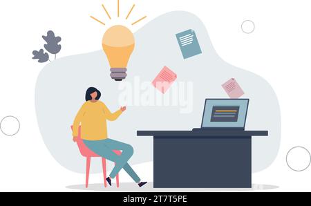 Eureka or AHA moment as suddenly understand new solution .Creative, innovative or smart discovery as light bulb above head . Stock Vector