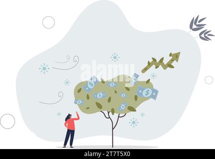 Economic growth in adverse conditions with profit success. Challenging time with money development and successful trading . Stock Vector