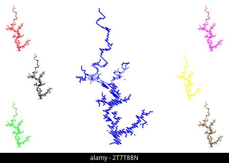 Lake Norfork Reservoir (United States of America, North America, us, usa, Arkansas and Missouri) map vector illustration, scribble sketch Norfork Dam Stock Vector